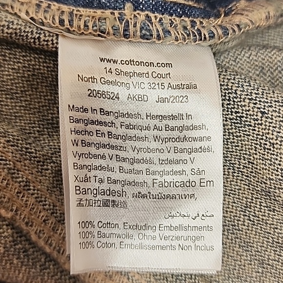 Cotton On Logan Blue Denim Overall Dress w/Front Slit Sz 12US Country Minimalist - Picture 12 of 13